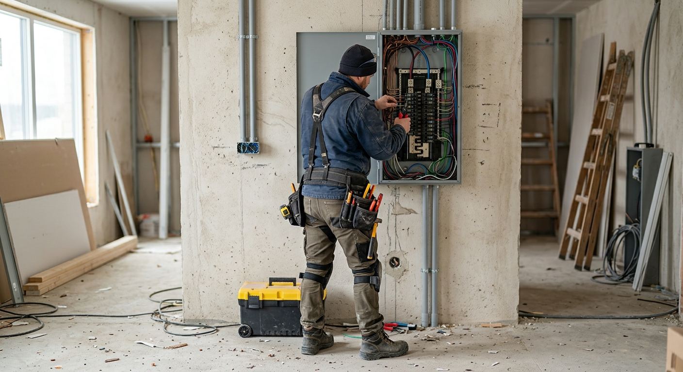 Certified electrician on a job in Summerlea