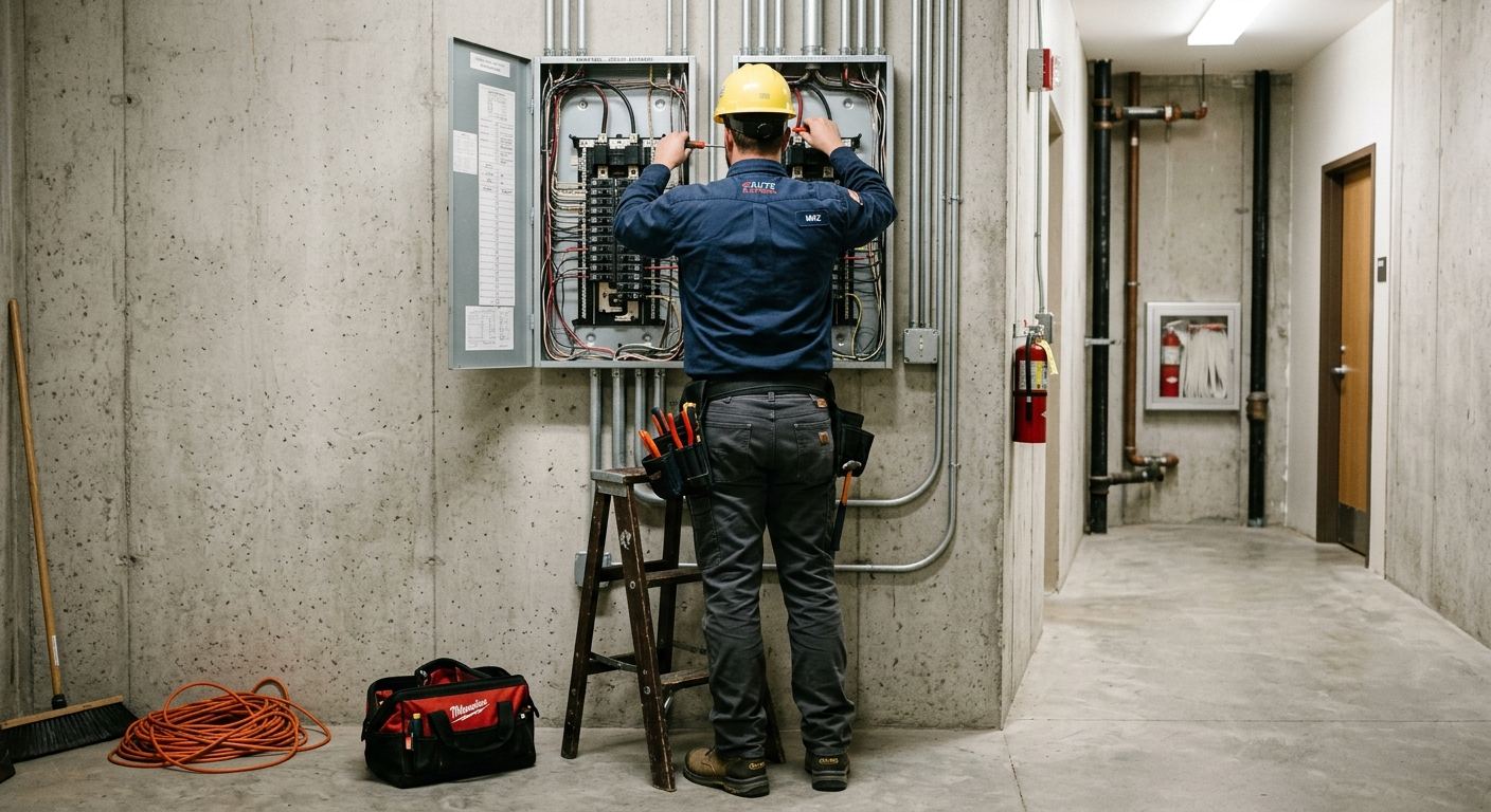 Certified electrician on a job in Westlake