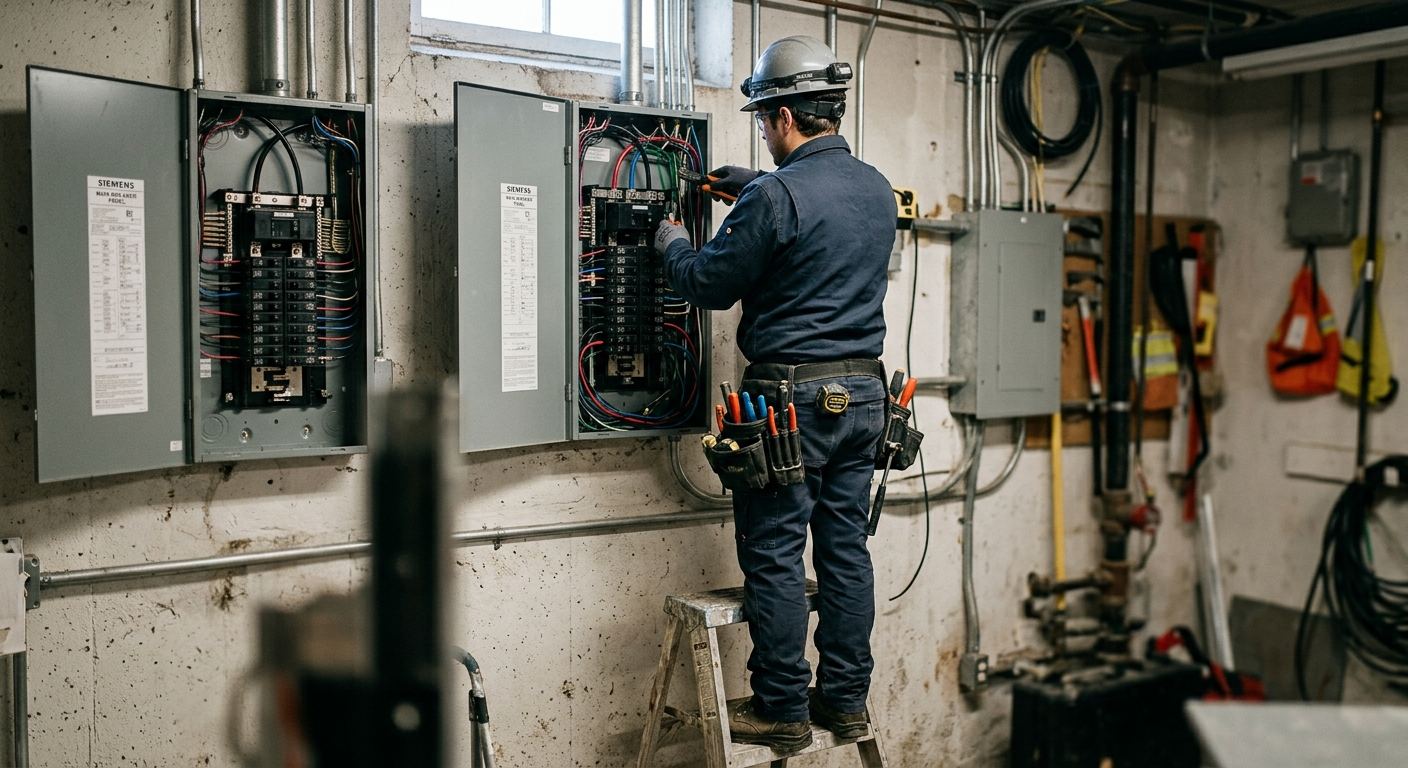 Certified electrician on a job in Vauxhall